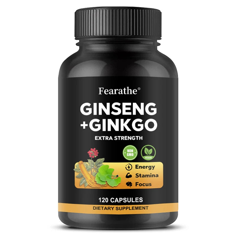 Panax Ginseng + Ginkgo Biloba Capsules – Energy &amp; Focus Support