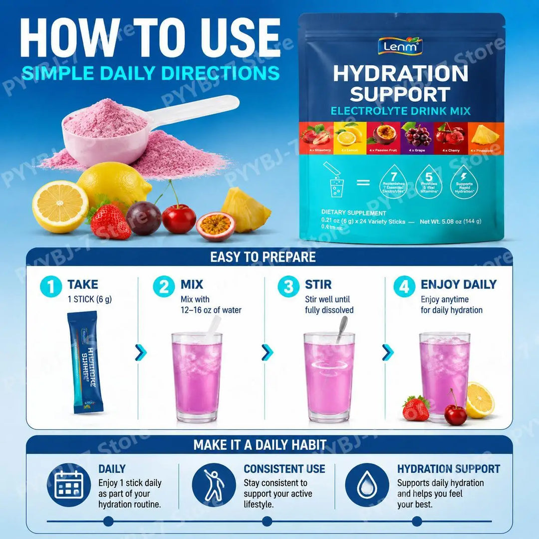 Lenm Sugar-Free Electrolyte Drink Mix – 24 Sticks