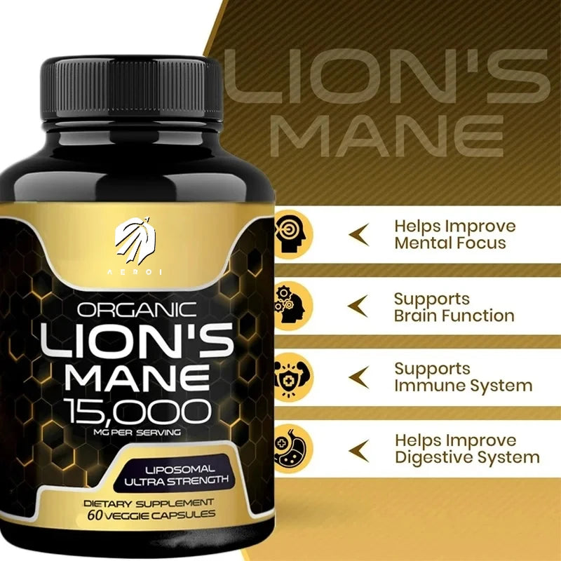 Lion’s Mane Mushroom Capsules – Memory &amp; Focus Support, 60 Capsules