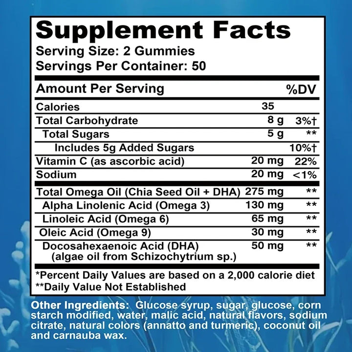 Omega 3-6-9 + DHA Gummies – Brain &amp; Eye Support