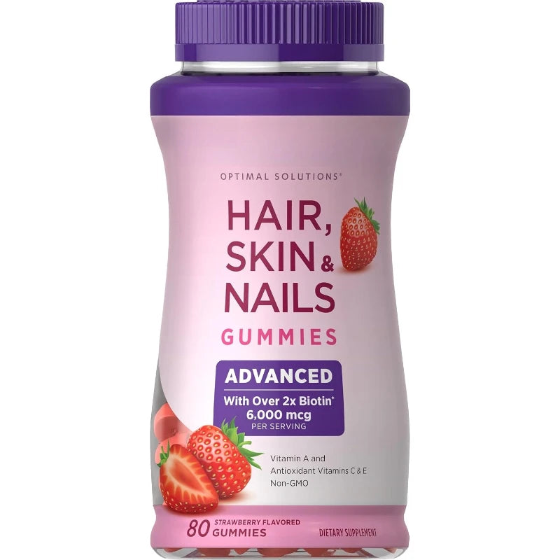 Biotin Gummie Strawberry Flavor with 6000Mcg Biotin &amp; Vitamin Support Healthy Hair Skin and Nails 80pcs Nutritional Supplement