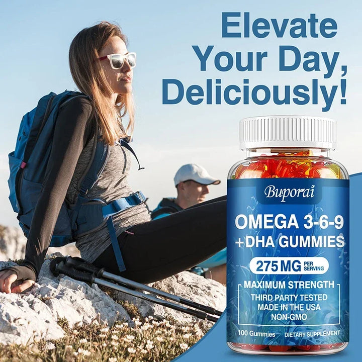 Omega 3-6-9 + DHA Gummies – Brain &amp; Eye Support