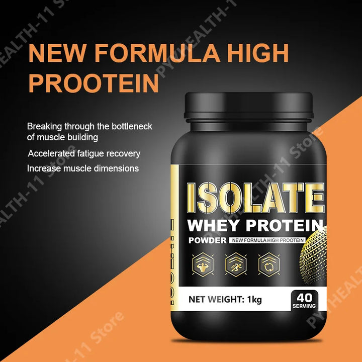Whey Protein Isolate Powder Low Fat Supplement for Muscle Recovery and Lean Diet Sports Fitness Nutrition Dietary Supplement 1kg