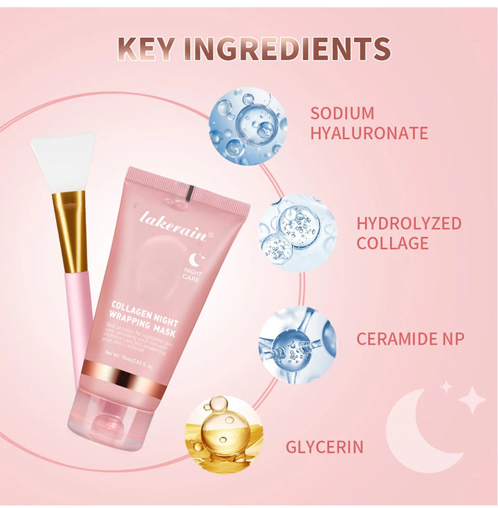 Collagen Wrapping Face Mask &amp; Brush Set – Hydrating &amp; Brightening