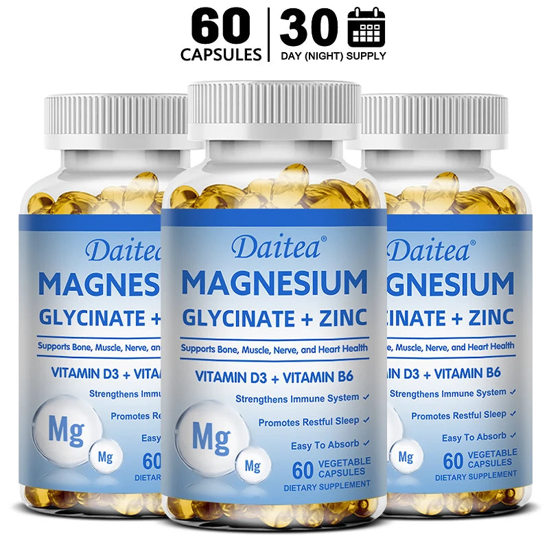 Magnesium Zinc &amp; Vitamin D3 - Triple Supplement for Men and Women - for Sleep, Bones, Heart, Immune Support