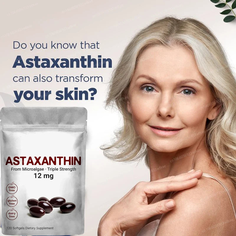 120Pcs Astaxanthin Supplement with Ashwagandha Extract Support Eye, Skin, Joint and Immune System Health Support Vision