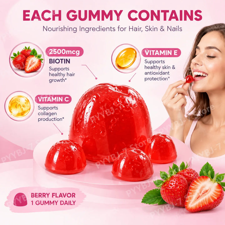 Biotin 2500mcg Gummies – Hair, Skin &amp; Collagen Support