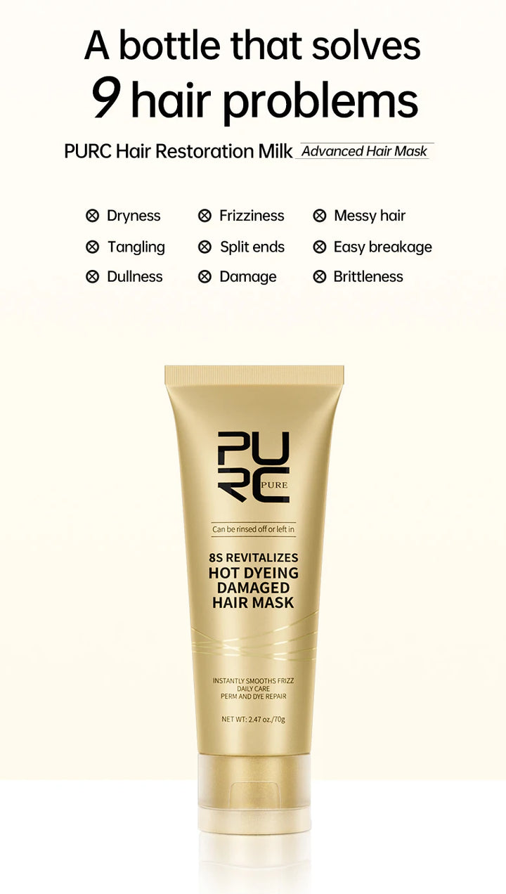 PURC 8 Seconds Repair Damaged Hair Mask Smoothing Soften Deep Conditioner Keratin Hair Treatment Strengthens Hair Care Product
