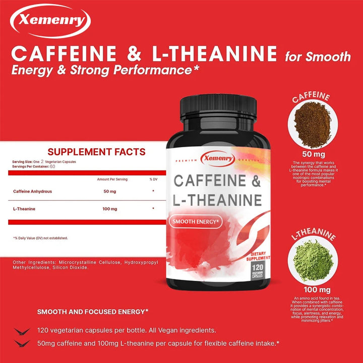 Caffeine 50mg + L-Theanine 100mg Capsules