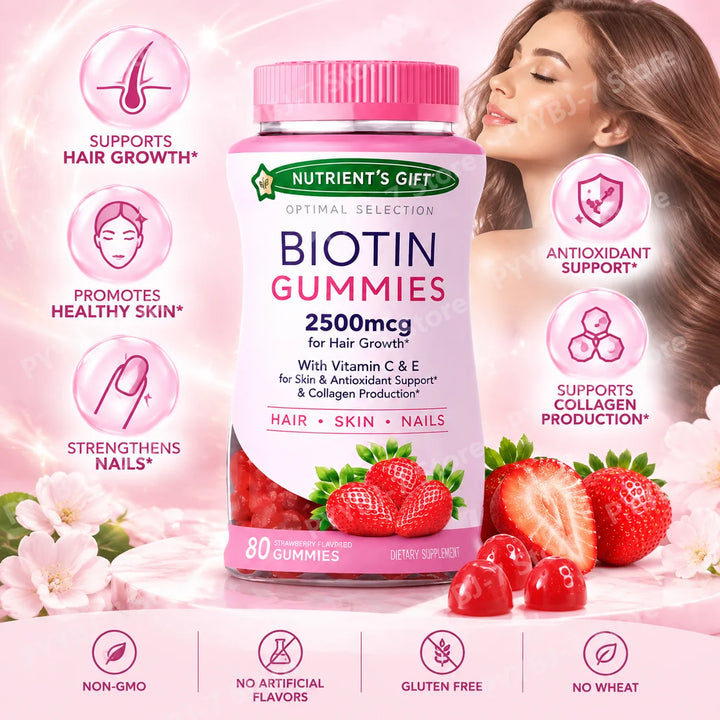 Biotin 2500mcg Gummies – Hair, Skin &amp; Collagen Support
