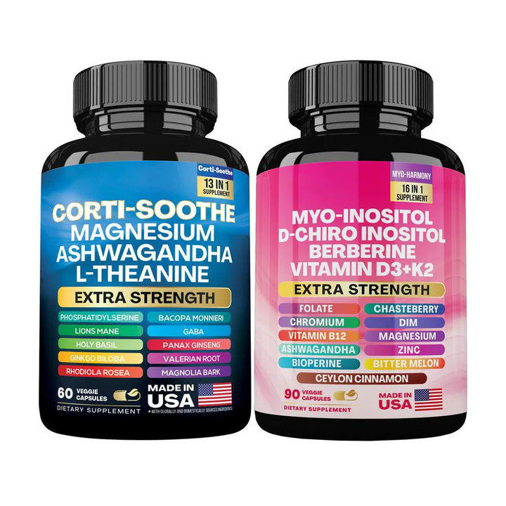13 In 1 Corti-Soothe Cortisol Supplement Manage Stress Support Adrenal Health,90Capsules 16 In 1 Vitamin D3 K2 Capsules
