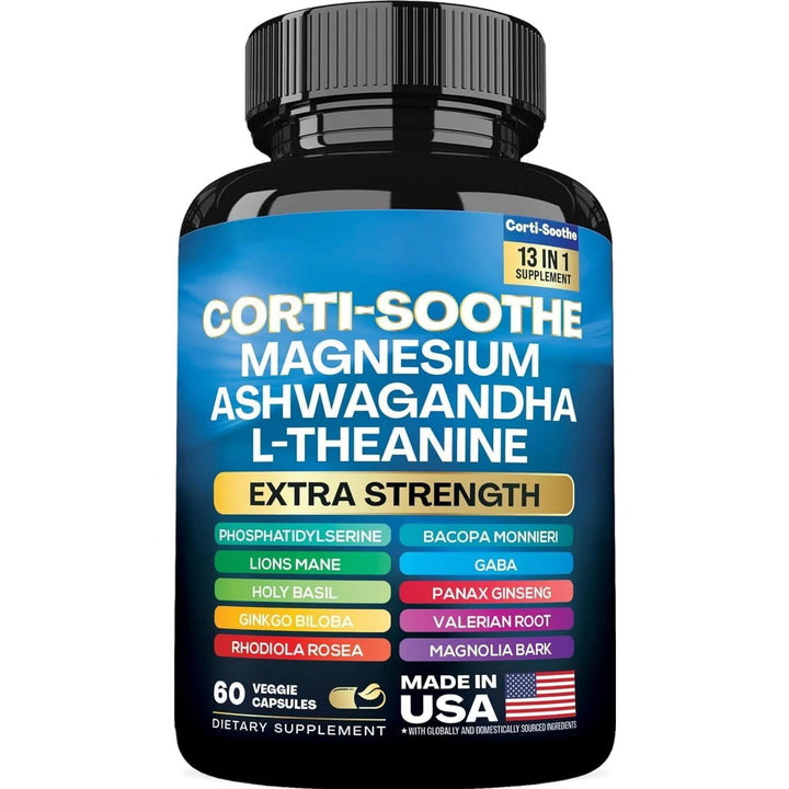 13 In 1 Corti-Soothe Cortisol Supplement Manage Stress Support Adrenal Health,90Capsules 16 In 1 Vitamin D3 K2 Capsules