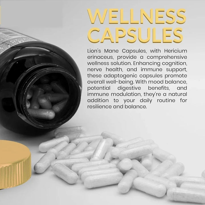 Lion’s Mane Mushroom Capsules – Memory &amp; Focus Support, 60 Capsules