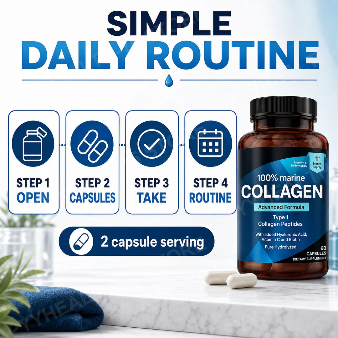Marine Collagen Capsules – Hyaluronic Acid, Vitamin C &amp; Biotin
