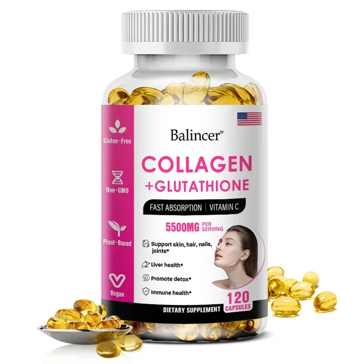 Glutathione Collagen Capsules, Antioxidant, Skin Whitening, Deeply Nourish Skin, Hair &amp; Nails, Support Anti-Aging &amp; Joint Health