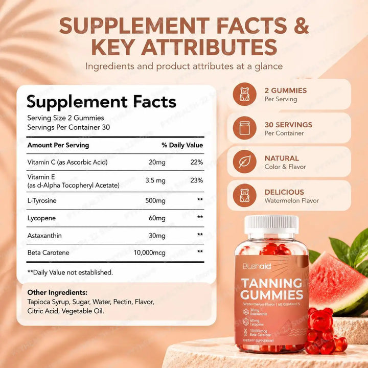 Tanning Gummies – Radiant Glow &amp; Even Skin Tone, Watermelon