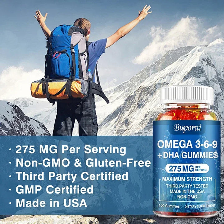 Omega 3-6-9 + DHA Gummies – Brain &amp; Eye Support
