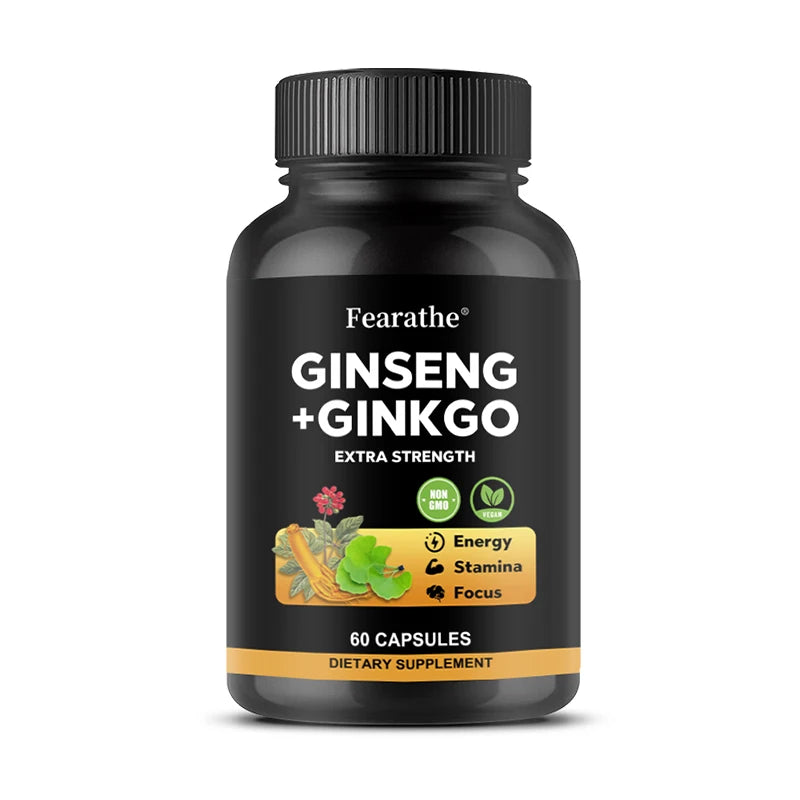 Panax Ginseng + Ginkgo Biloba Capsules – Energy &amp; Focus Support