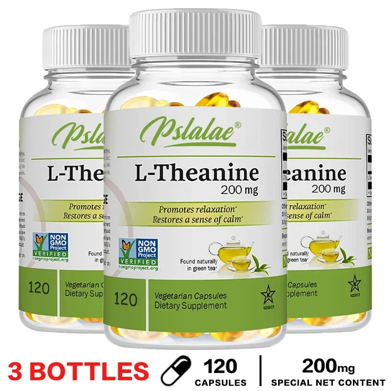 Natural L-Theanine Capsules 200 Mg, Stress Relief, Mood Supplement, for Overall Health, Vegetarian
