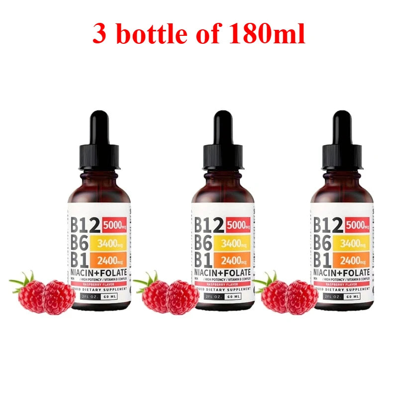 5-in-1 Vitamin B Complex Liquid Drops – B12, B6, B1 &amp; Folate