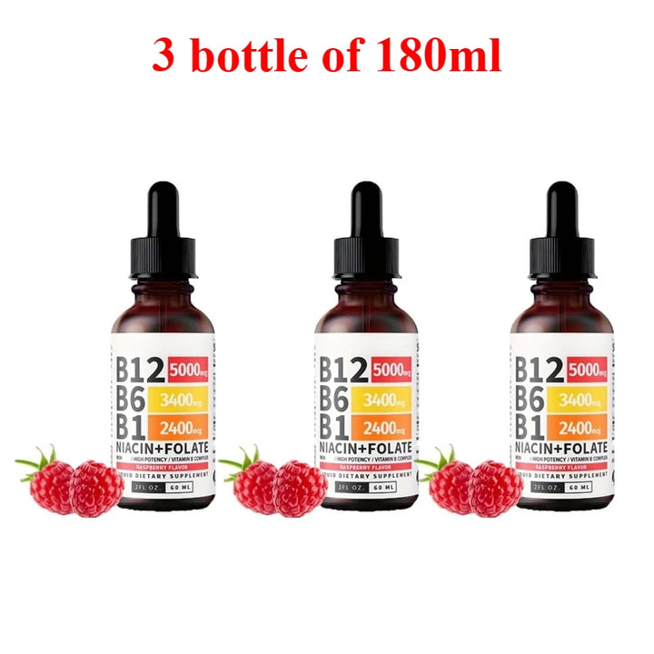 5-in-1 Vitamin B Complex Liquid Drops – B12, B6, B1 &amp; Folate