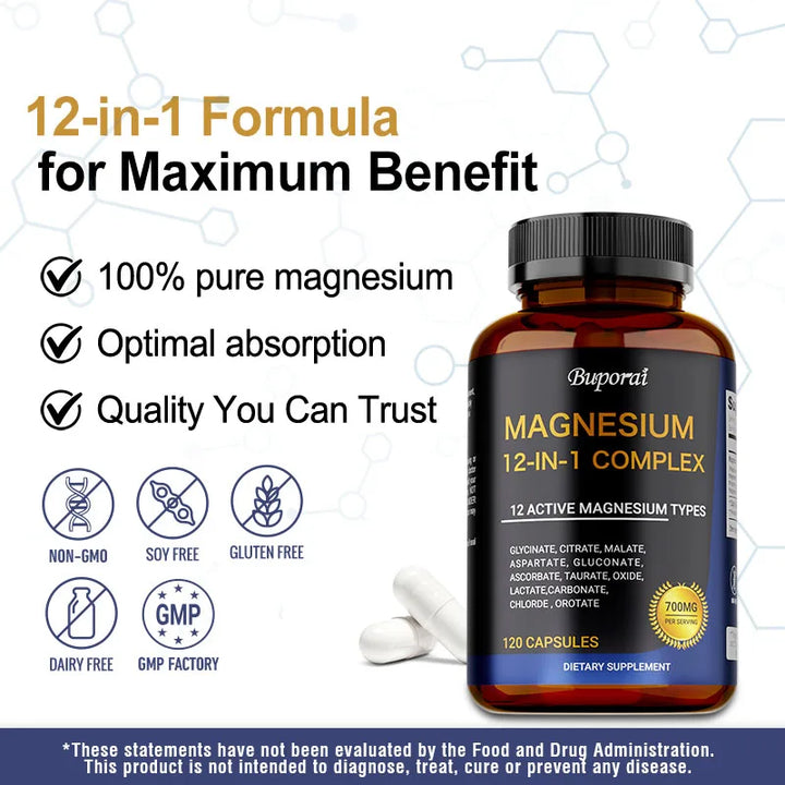 Magnesium Complex Capsules – Muscle, Bone &amp; Sleep Support