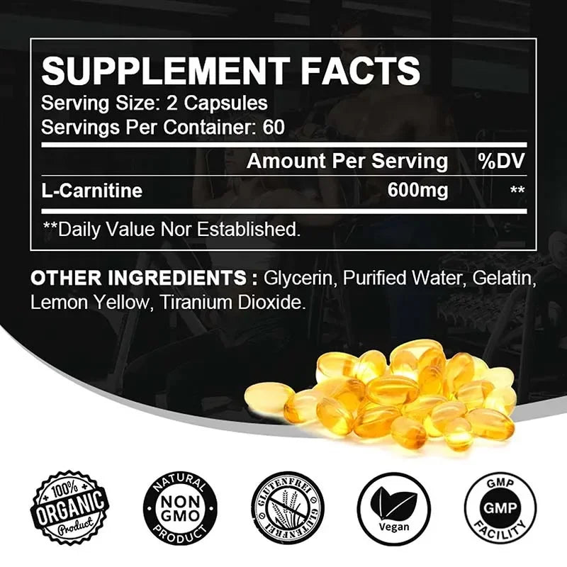 L-Carnitine 600mg Capsules – Fat &amp; Energy Support