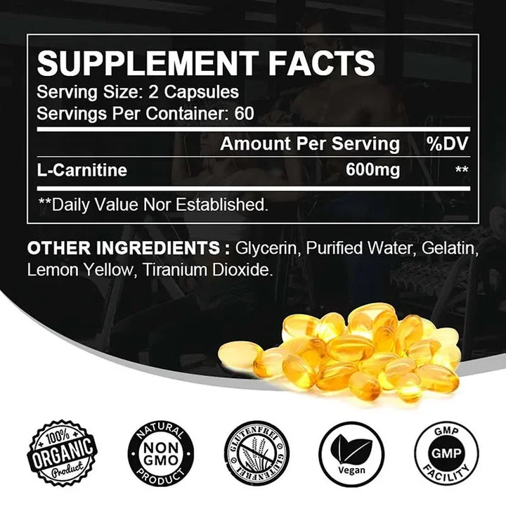 L-Carnitine 600mg Capsules – Fat &amp; Energy Support