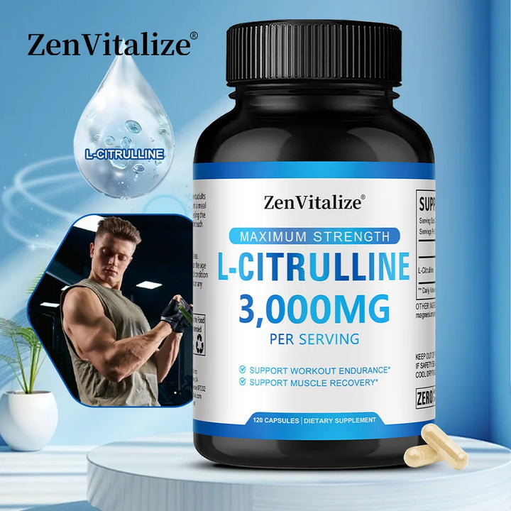 L Citrulline 3000mg Supplement Capsules for Men &amp; Women - Muscle Recovery &amp; Workout Endurance - Vegan, Non-GMO
