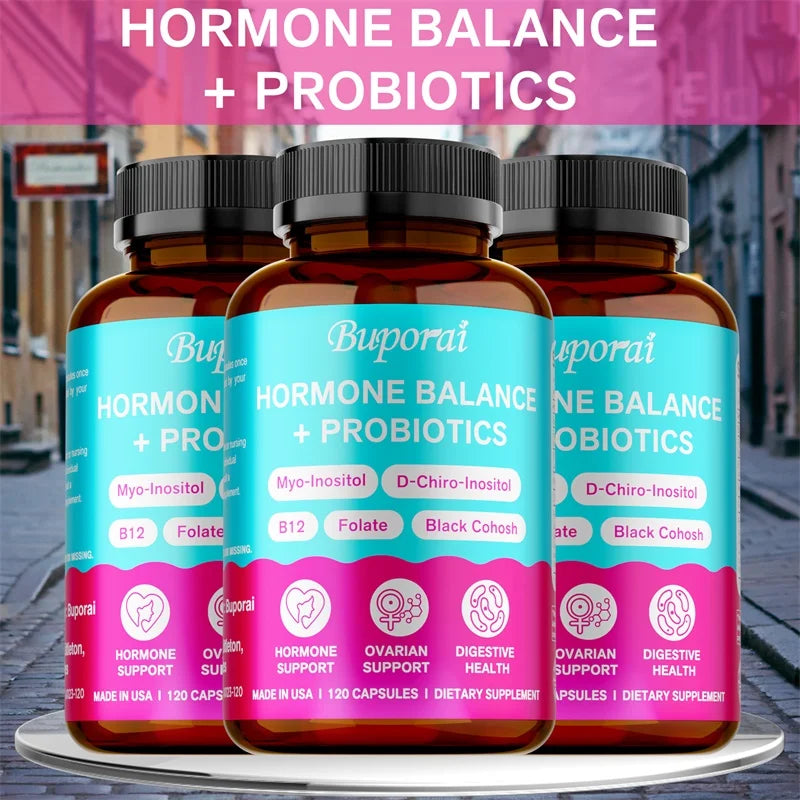 Hormone Balance + Probiotics - Relieves Fatigue, Mood Swings, Supports PMS, Menopause, PMDD, Improve Digestion and Metabolism