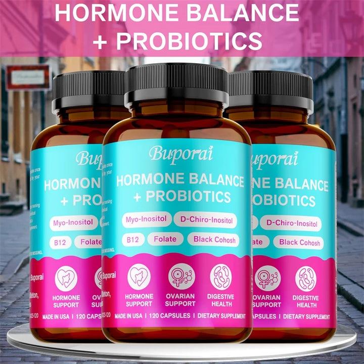 Hormone Balance + Probiotics - Relieves Fatigue, Mood Swings, Supports PMS, Menopause, PMDD, Improve Digestion and Metabolism