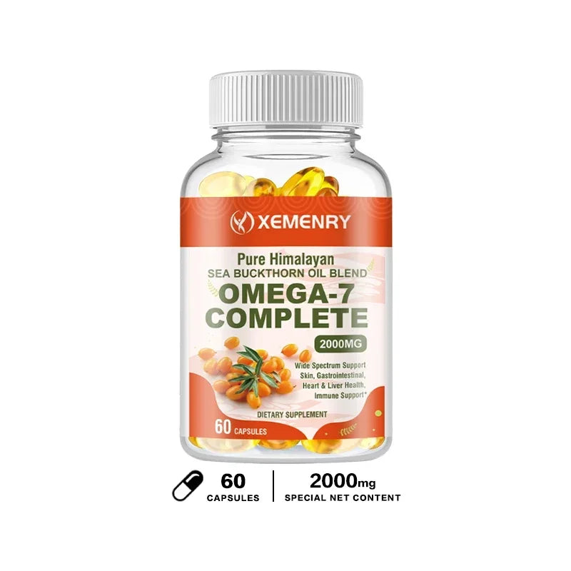 Sea Buckthorn Oil Blend, Complete Omega-7, Supports Skin, Immune, Cardiovascular, Digestive and Liver Health 120 Softgels