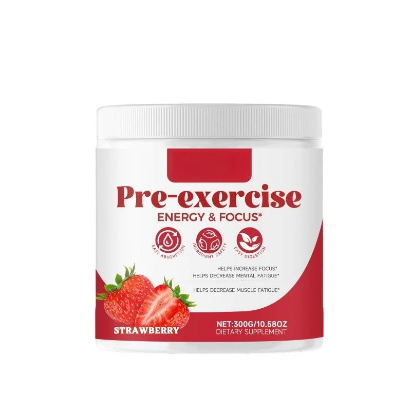 Pre-Workout Energy &amp; Focus Powder – Strawberry 300g