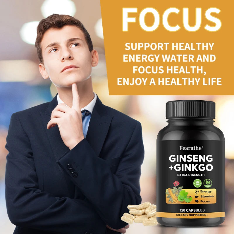 Panax Ginseng + Ginkgo Biloba Capsules – Energy &amp; Focus Support