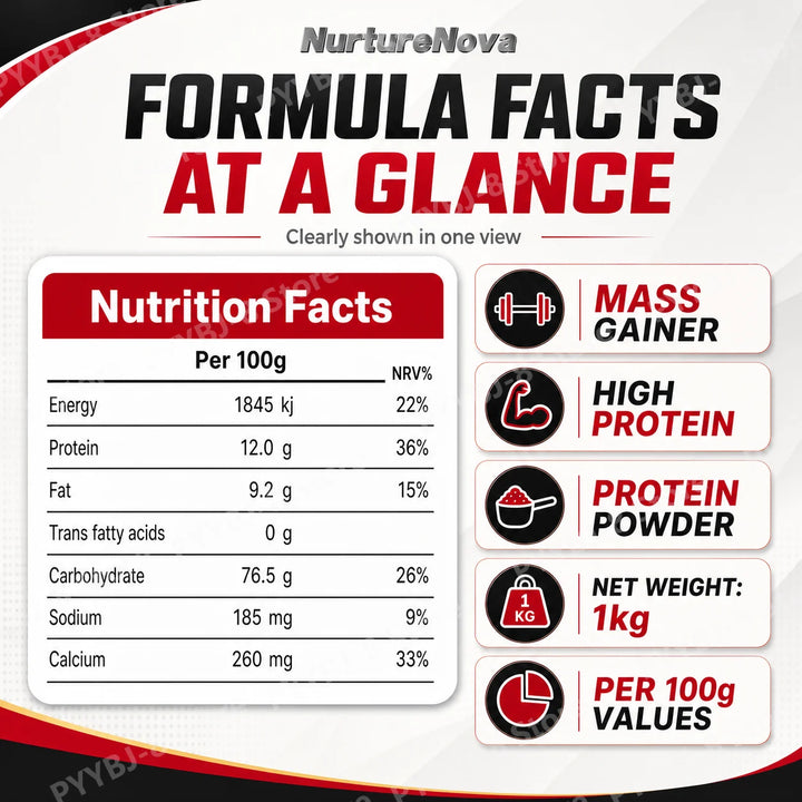 NurtureNova Mass Gainer Protein Powder – 1kg