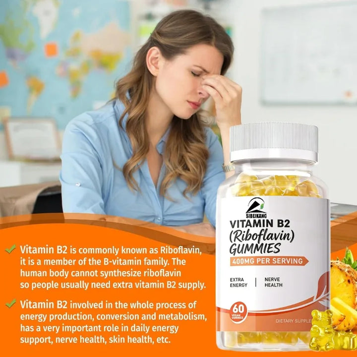 Vitamin B2 Riboflavin 400mg Gummies – 60 Count