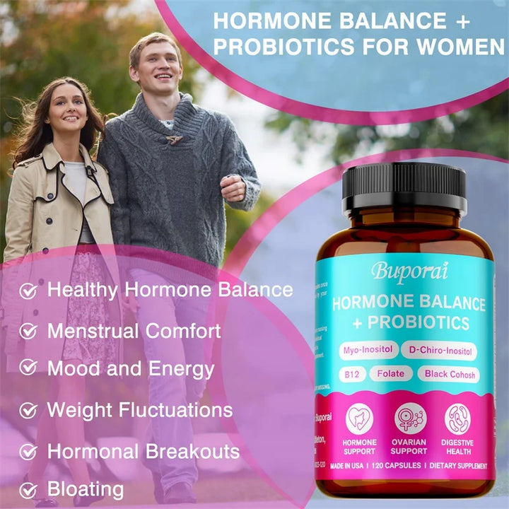 Hormone Balance + Probiotics - Relieves Fatigue, Mood Swings, Supports PMS, Menopause, PMDD, Improve Digestion and Metabolism