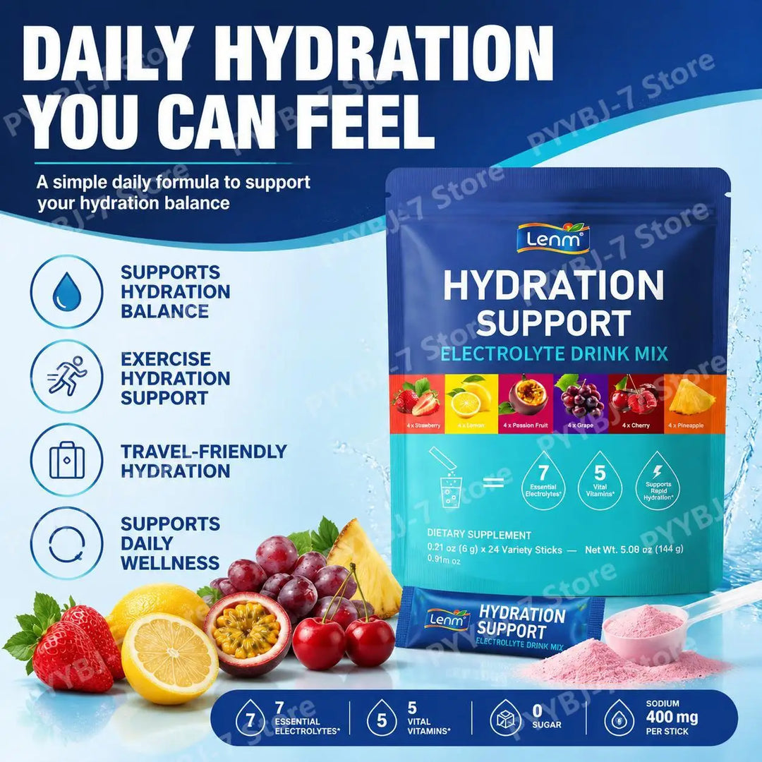 Lenm Sugar-Free Electrolyte Drink Mix – 24 Sticks