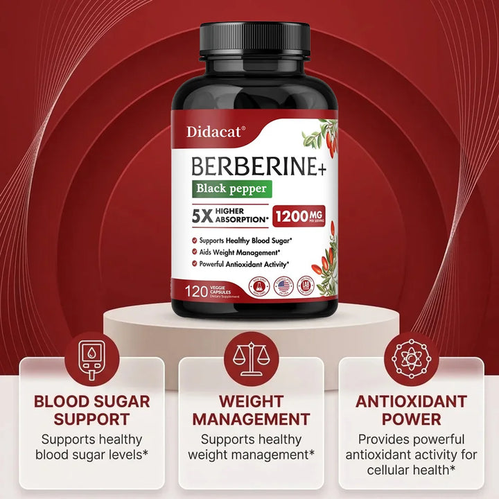 1200 MG Premium Berberine Supplement Capsules Supports Immune System, CardiovascularHeart &amp; Gastrointestinal Wellness