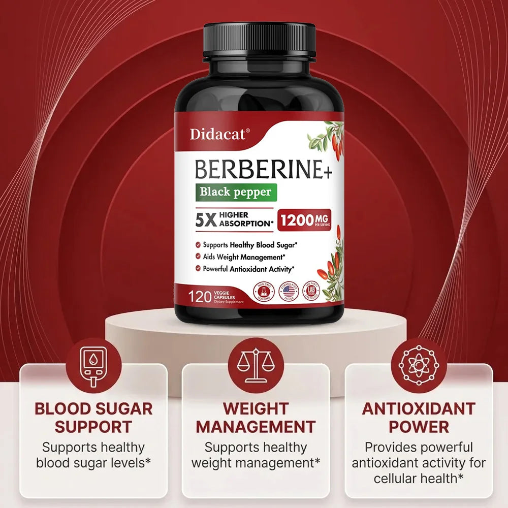 1200 MG Premium Berberine Supplement Capsules Supports Immune System, CardiovascularHeart &amp; Gastrointestinal Wellness