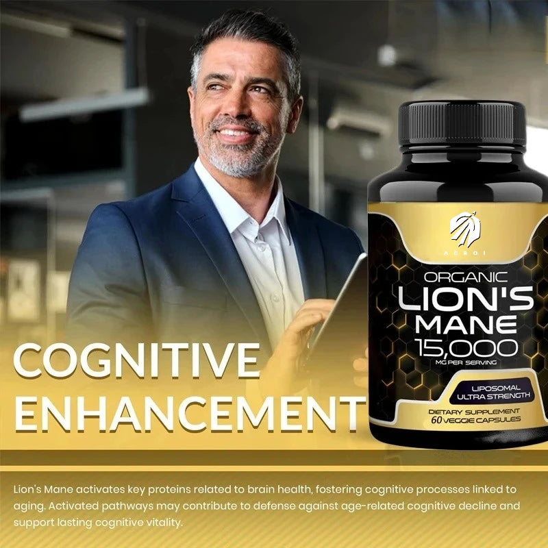 Lion’s Mane Mushroom Capsules – Memory &amp; Focus Support, 60 Capsules