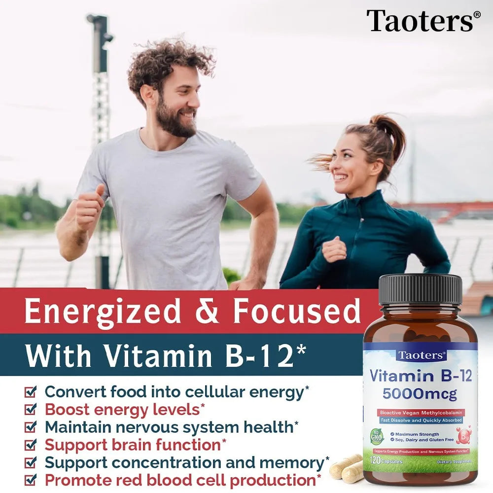 Vitamin B12 5000 Mcg - Supports Heart Health, Nervous System, Promotes Metabolism, Increases Energy Levels, Relieves Fatigue