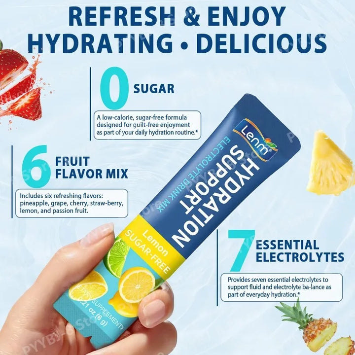 Lenm Electrolyte Drink Mix – Sugar-Free, 24 Sticks