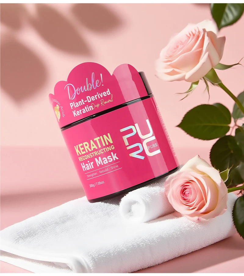 PURC 200g Keratin Hair Mask Straightening Smoothing Collagen Hair Treatment Mask Nourish Repair Damaged Frizz Hair Care Product