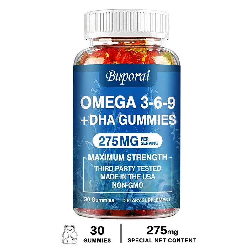 Omega 3-6-9 + DHA Gummies – Brain &amp; Eye Support