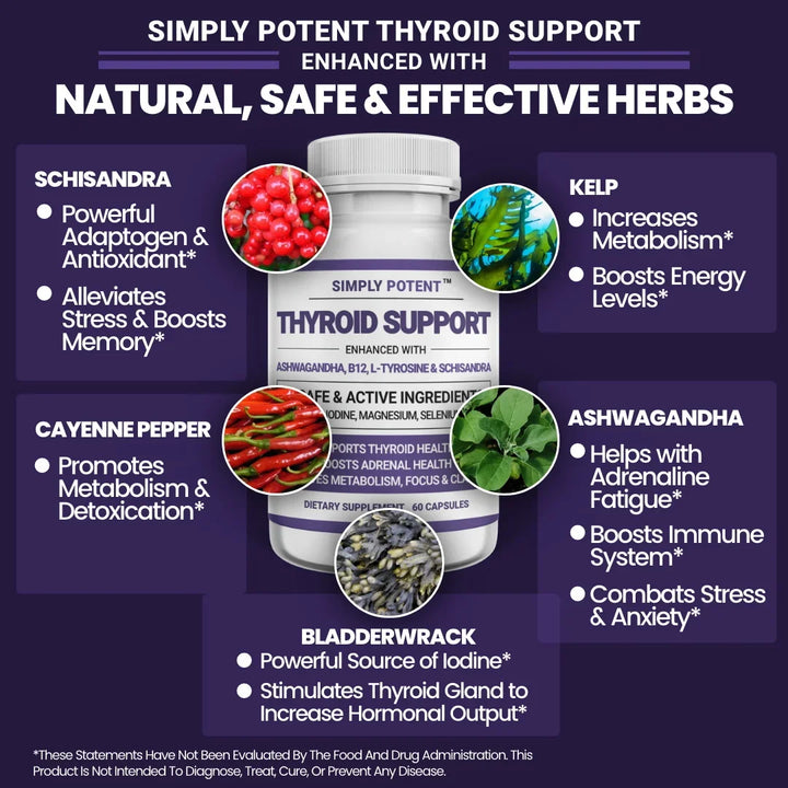 Thyroid Support and Adrenal Support Supplements for Energy, Metabolism, Cortisol Balance, and Combating Stress and Fatigue