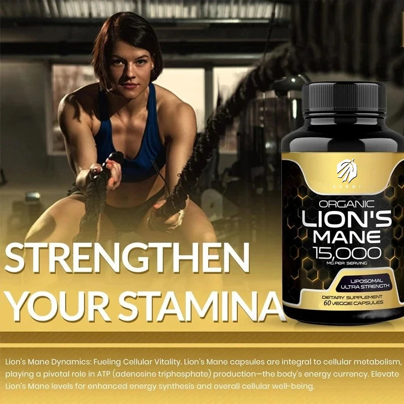 Lion’s Mane Mushroom Capsules – Memory &amp; Focus Support, 60 Capsules