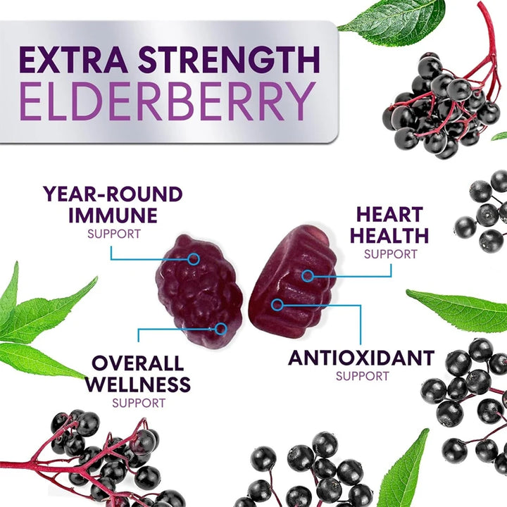 Elderberry Gummies with Vitamin C, D3 &amp; Zinc