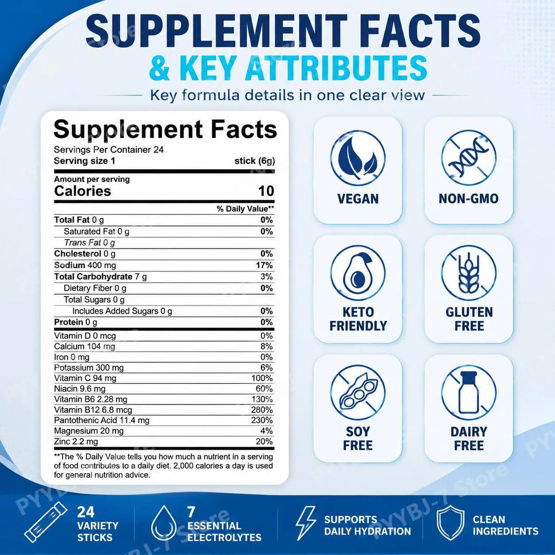 Lenm Sugar-Free Electrolyte Drink Mix – 24 Sticks