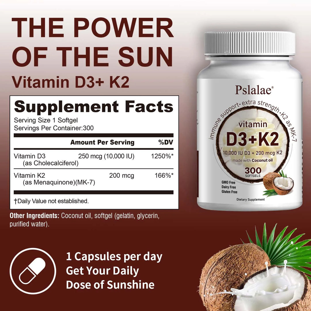 Vitamin D3 10,000 IU + K2 200 mcg Softgels